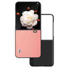 For Honor Magic V Flip ABEEL Genuine Leather Wave Black Edge Phone Case(Pink) - 1