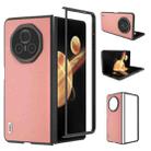 For Honor Magic V3 ABEEL Genuine Leather Wave Black Edge Phone Case(Pink) - 1