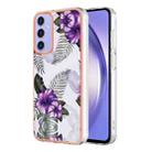 For Samsung Galaxy A15 5G Electroplating IMD TPU Phone Case(Purple Flower) - 1