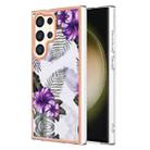 For Samsung Galaxy S24 Ultra 5G Electroplating IMD TPU Phone Case(Purple Flower) - 1