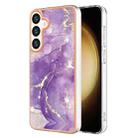 For Samsung Galaxy S24+ 5G Electroplating Marble Dual-side IMD Phone Case(Purple 002) - 1