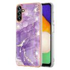 For Samsung Galaxy A35 5G Electroplating Marble Dual-side IMD Phone Case(Purple 002) - 1