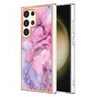 For Samsung Galaxy S24 Ultra 5G Electroplating Marble Dual-side IMD Phone Case(Pink 013) - 1