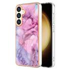 For Samsung Galaxy S24+ 5G Electroplating Marble Dual-side IMD Phone Case(Pink 013) - 1