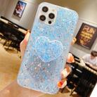 For iPhone 15 Pro Max Starry Sequin Heart Stand Epoxy TPU Phone Case(Blue) - 1