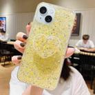 For iPhone 15 Plus Starry Sequin Heart Stand Epoxy TPU Phone Case(Yellow) - 1