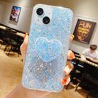 For iPhone 15 Plus Starry Sequin Heart Stand Epoxy TPU Phone Case(Blue) - 1