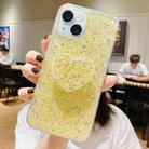 For iPhone 15 Starry Sequin Heart Stand Epoxy TPU Phone Case(Yellow) - 1