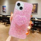 For iPhone 14 Plus Starry Sequin Heart Stand Epoxy TPU Phone Case(Pink) - 1