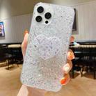 For iPhone 13 Pro Max Starry Sequin Heart Stand Epoxy TPU Phone Case(Silver) - 1