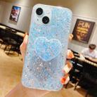 For iPhone 13 Starry Sequin Heart Stand Epoxy TPU Phone Case(Blue) - 1