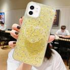 For iPhone 12 Starry Sequin Heart Stand Epoxy TPU Phone Case(Yellow) - 1