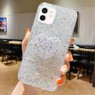 For iPhone 12 Starry Sequin Heart Stand Epoxy TPU Phone Case(Silver) - 1