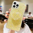 For iPhone 12 Pro Starry Sequin Heart Stand Epoxy TPU Phone Case(Yellow) - 1