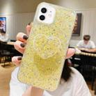 For iPhone 12 mini Starry Sequin Heart Stand Epoxy TPU Phone Case(Yellow) - 1