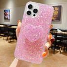 For iPhone 11 Pro Starry Sequin Heart Stand Epoxy TPU Phone Case(Pink) - 1