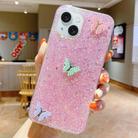 For iPhone 14 Plus Starry Sequin Rhinestones Color Butterflies Epoxy TPU Phone Case(Pink) - 1