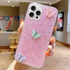 For iPhone 14 Pro Starry Sequin Rhinestones Color Butterflies Epoxy TPU Phone Case(Pink) - 1