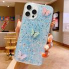 For iPhone 12 Pro Starry Sequin Rhinestones Color Butterflies Epoxy TPU Phone Case(Blue) - 1