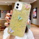 For iPhone 12 mini Starry Sequin Rhinestones Color Butterflies Epoxy TPU Phone Case(Yellow) - 1