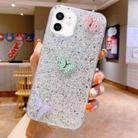 For iPhone 12 mini Starry Sequin Rhinestones Color Butterflies Epoxy TPU Phone Case(Silver) - 1