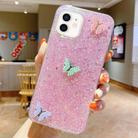 For iPhone 12 mini Starry Sequin Rhinestones Color Butterflies Epoxy TPU Phone Case(Pink) - 1