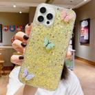 For iPhone 11 Pro Max Starry Sequin Rhinestones Color Butterflies Epoxy TPU Phone Case(Yellow) - 1