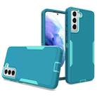 For Samsung Galaxy S21 FE 5G Magnetic 2 in 1 PC Hybrid TPU Phone Case(Blue+Blue Green) - 1