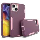 For iPhone 14 2 in 1 Magnetic PC + TPU Phone Case(Purple Red+Pink) - 1