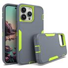 For iPhone 14 Pro Max 2 in 1 Magnetic PC + TPU Phone Case(Gray+Fluorescent Green) - 1