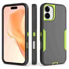 For iPhone 16 Plus 2 in 1 Magnetic PC + TPU Phone Case(Gray+Fluorescent Green) - 1