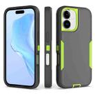 For iPhone 16 2 in 1 Magnetic PC + TPU Phone Case(Gray+Fluorescent Green) - 1