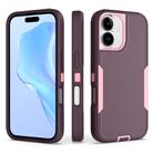 For iPhone 16 2 in 1 Magnetic PC + TPU Phone Case(Purple Red+Pink) - 1