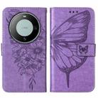 For Huawei Mate 60 Embossed Butterfly Leather Phone Case(Purple) - 2