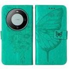 For Huawei Mate 60 Embossed Butterfly Leather Phone Case(Green) - 2