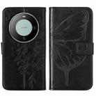 For Huawei Mate 60 Embossed Butterfly Leather Phone Case(Black) - 2