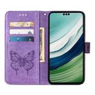 For Huawei Mate 60 Pro Embossed Butterfly Leather Phone Case(Purple) - 3