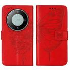 For Huawei Mate 60 Pro Embossed Butterfly Leather Phone Case(Red) - 2