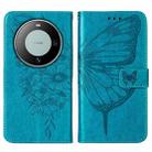 For Huawei Mate 60 Pro Embossed Butterfly Leather Phone Case(Blue) - 2