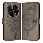 For Huawei Nova 12i 4G Global Embossed Butterfly Leather Phone Case(Grey) - 1