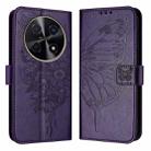 For Huawei Nova 12i 4G Global Embossed Butterfly Leather Phone Case(Dark Purple) - 1