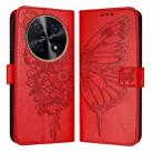 For Huawei Nova 12i 4G Global Embossed Butterfly Leather Phone Case(Red) - 1