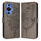 For Huawei Nova 12s 4G Global Embossed Butterfly Leather Phone Case(Grey) - 1