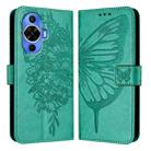 For Huawei Nova 12s 4G Global Embossed Butterfly Leather Phone Case(Green) - 1