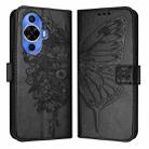 For Huawei Nova 12s 4G Global Embossed Butterfly Leather Phone Case(Black) - 1