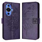 For Huawei Nova 12s 4G Global Embossed Butterfly Leather Phone Case(Dark Purple) - 1