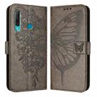 For Huawei Enjoy 9s/P Smart/P Smart+ 2019 Embossed Butterfly Leather Phone Case(Grey) - 1