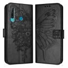 For Huawei Enjoy 9s/P Smart/P Smart+ 2019 Embossed Butterfly Leather Phone Case(Black) - 1