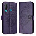 For Huawei Enjoy 9s/P Smart/P Smart+ 2019 Embossed Butterfly Leather Phone Case(Dark Purple) - 1