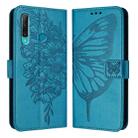 For Huawei Enjoy 9s/P Smart/P Smart+ 2019 Embossed Butterfly Leather Phone Case(Blue) - 1